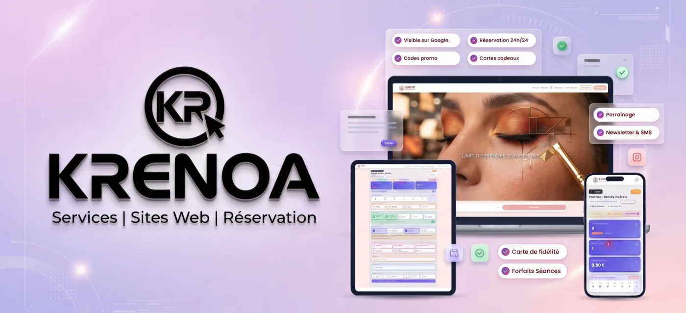 Krenoa : services, sites web et réservation en ligne pour les professionnels de la beauté